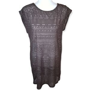 MERONA GRAY OPEN WORK KNIT DETAILING TUNIC/COVERUP SZ.S EUC